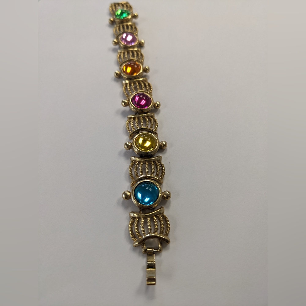 VTG COLORFUL JELLY BRACELET WITH GOLD ACCENTS - Picture 11 of 15